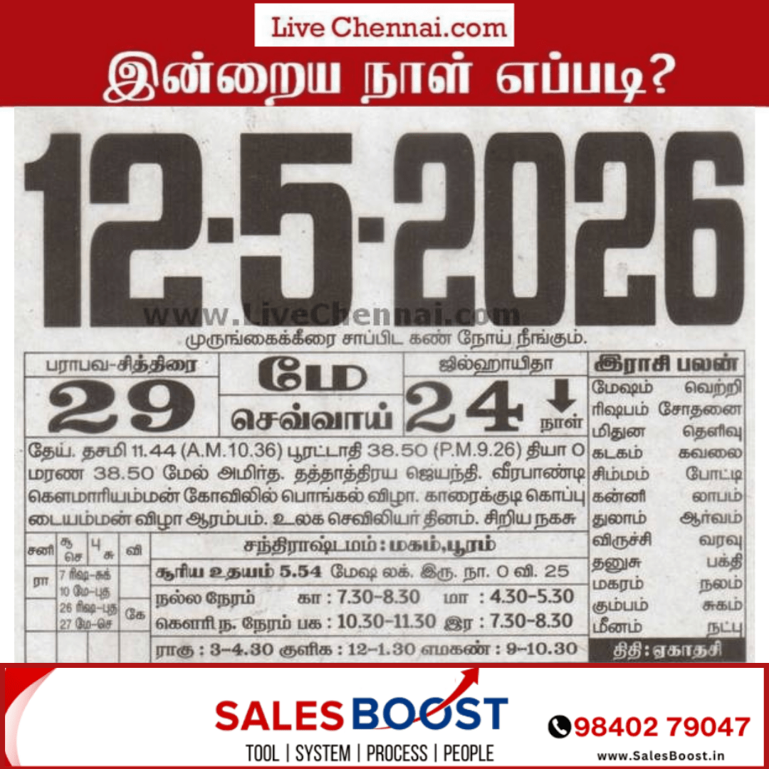 Auspicious (Nalla Neram) time today (May 12th)