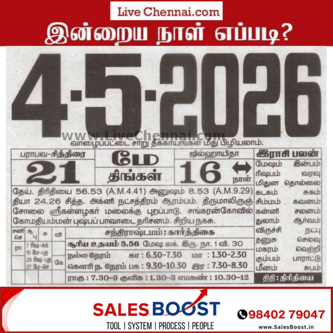 Auspicious (Nalla Neram) time today (May 04th)
