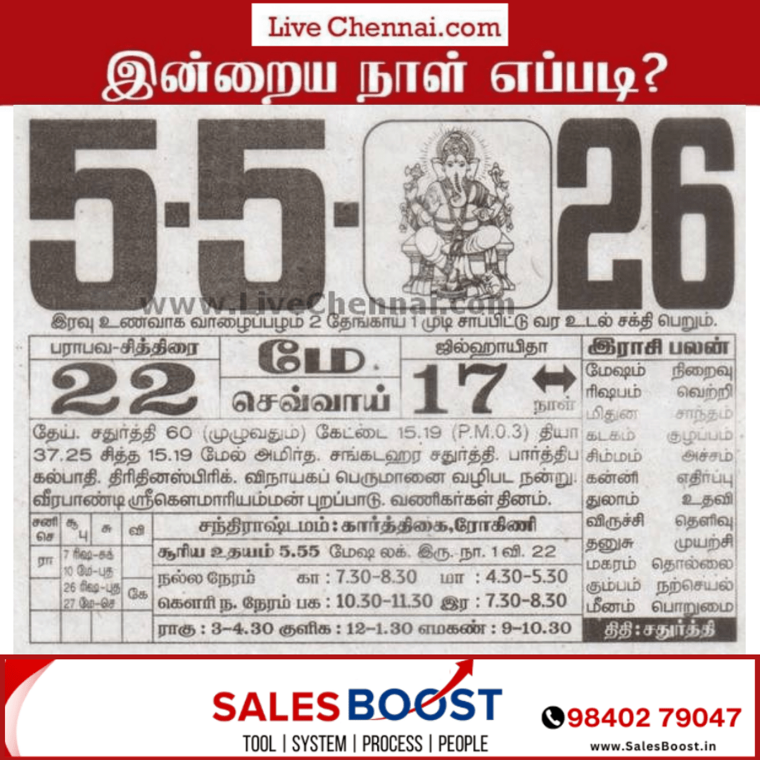Auspicious (Nalla Neram) time today (May 5th)