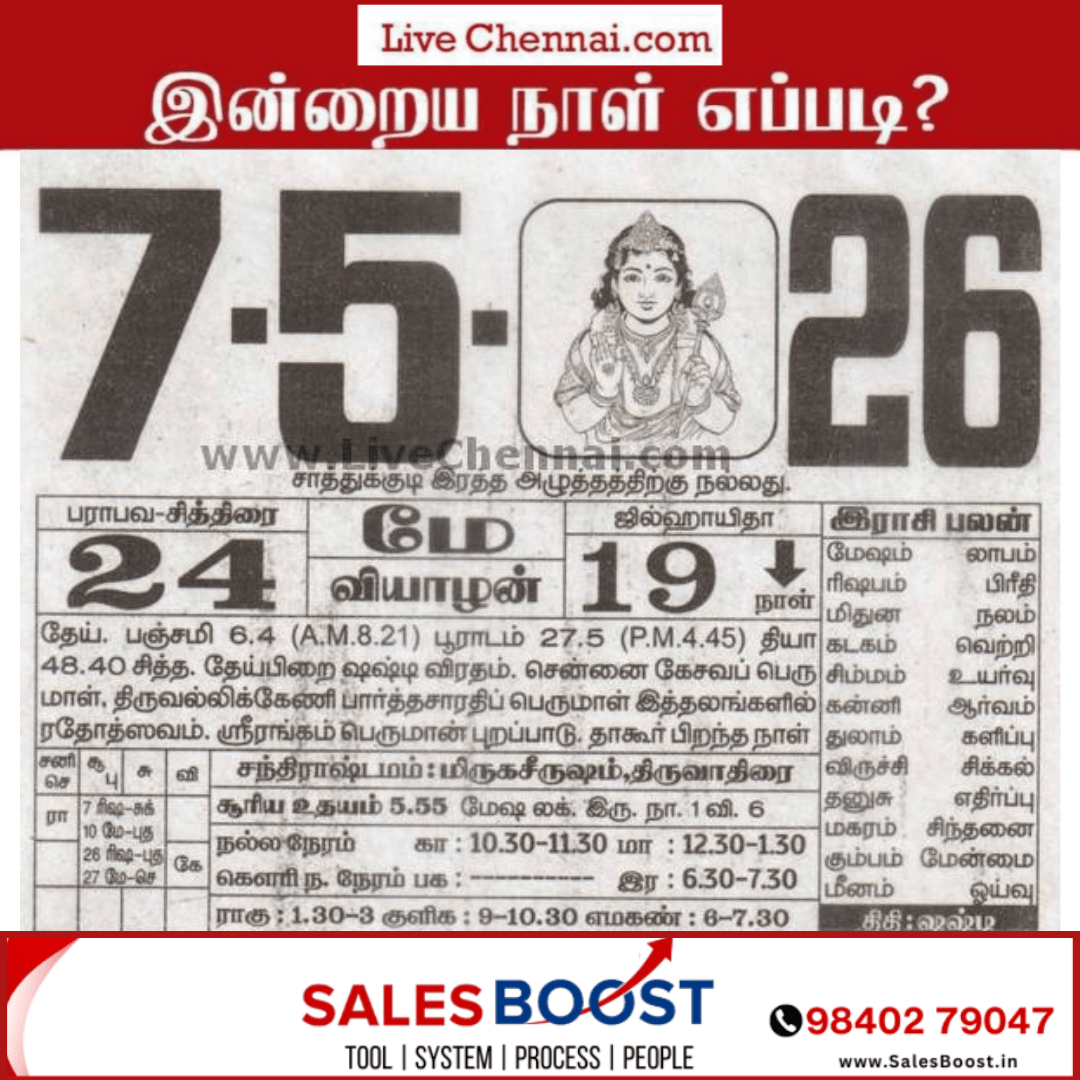 Auspicious (Nalla Neram) time today (May 07th)