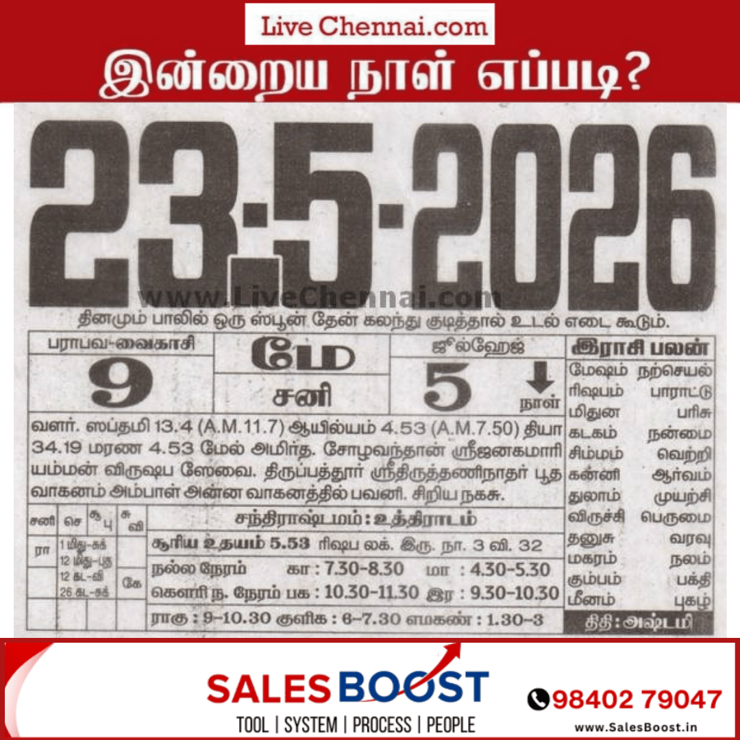 Auspicious (Nalla Neram) time today (May 23rd)