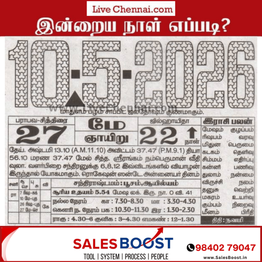 Auspicious (Nalla Neram) time today (May 10th)