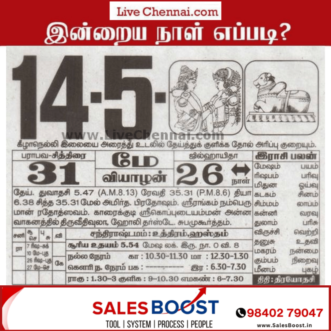 Auspicious (Nalla Neram) time today (May 14th)