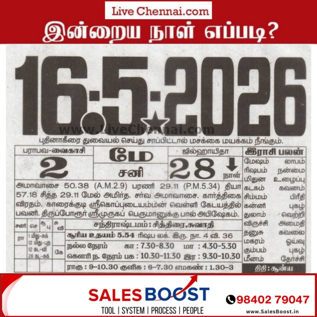Auspicious (Nalla Neram) time today (May 16th)